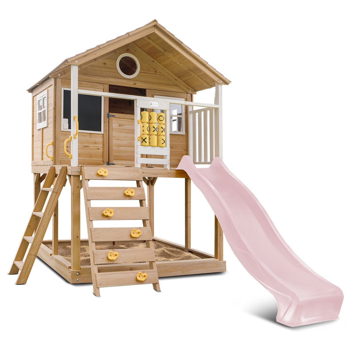 Lifespan Kids Warrigal Cubby House with 2.2m Slide (Pastel Pink) for kids outdoor play - PlayScapes Australia