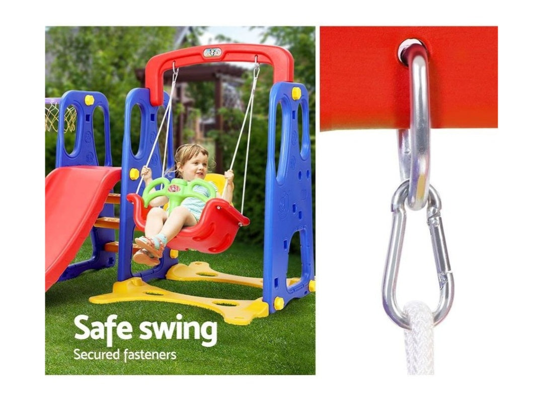Keezi Kids Baby, Toddler Slide Swing Set & Basketball Hoop Sports Outdoor/Indoor Portable Toys. Adjustable Height.