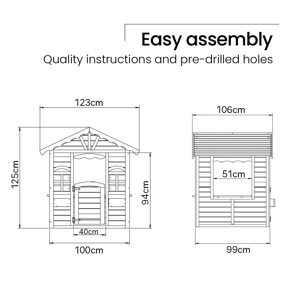 ROVO KIDS Cubby House, Outdoor Wooden DIY Timber Cottage Style Playhouse. for kids outdoor play - PlayScapes Australia