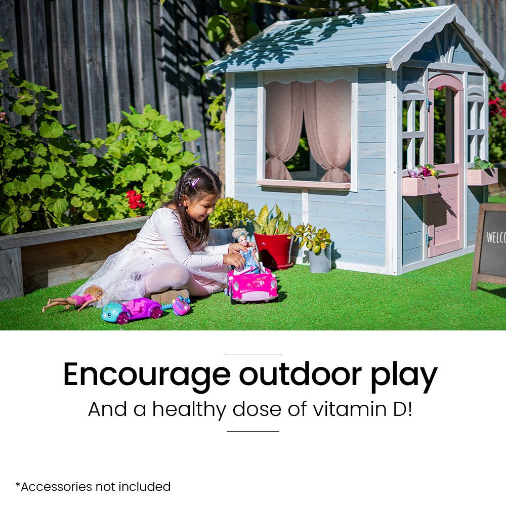 ROVO KIDS Cubby House, Outdoor Wooden DIY Timber Cottage Style Playhouse. for kids outdoor play - PlayScapes Australia
