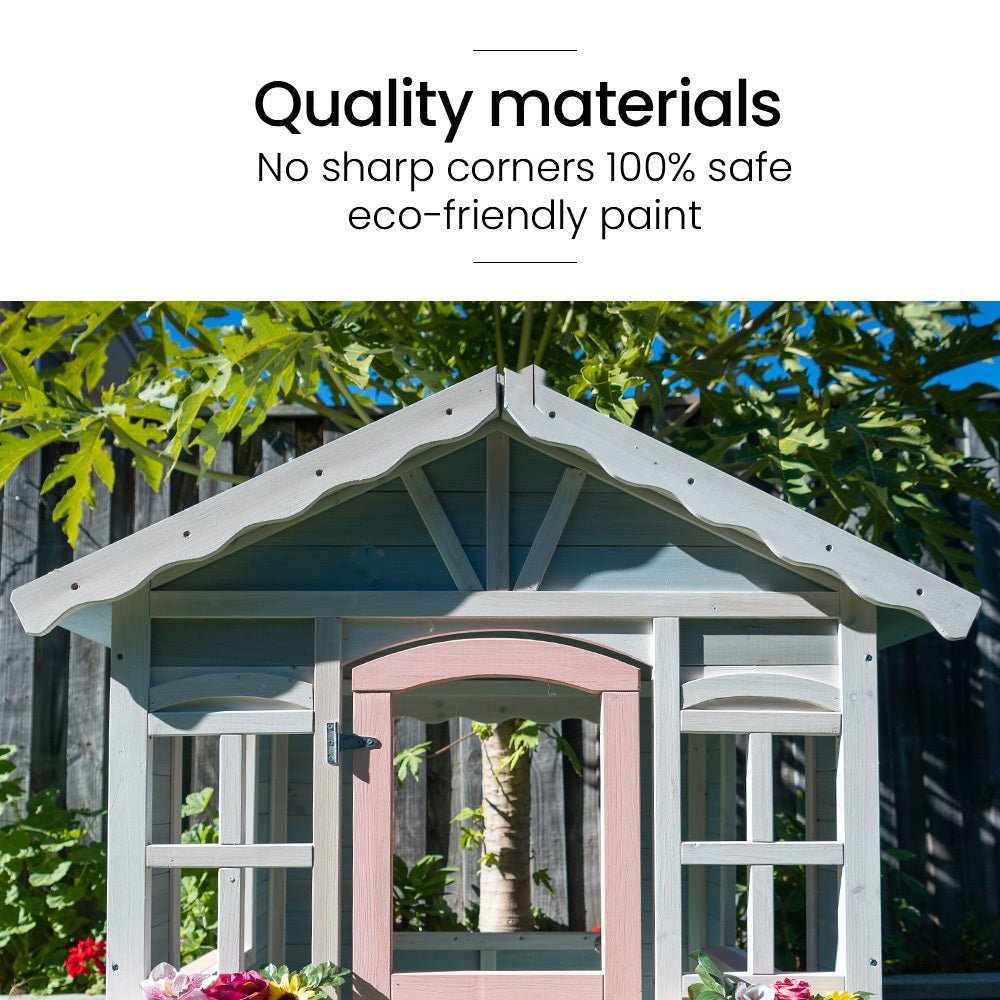 ROVO KIDS Cubby House, Outdoor Wooden DIY Timber Cottage Style Playhouse. for kids outdoor play - PlayScapes Australia