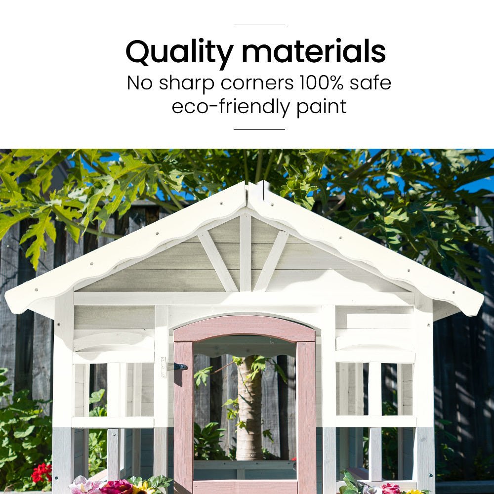 ROVO KIDS Cubby House, Wooden Outdoor DIY Timber Cottage Style Playhouse. for kids outdoor play - PlayScapes Australia