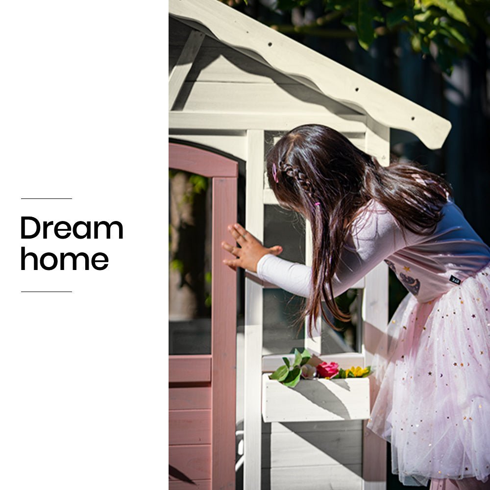 ROVO KIDS Cubby House, Wooden Outdoor DIY Timber Cottage Style Playhouse. for kids outdoor play - PlayScapes Australia