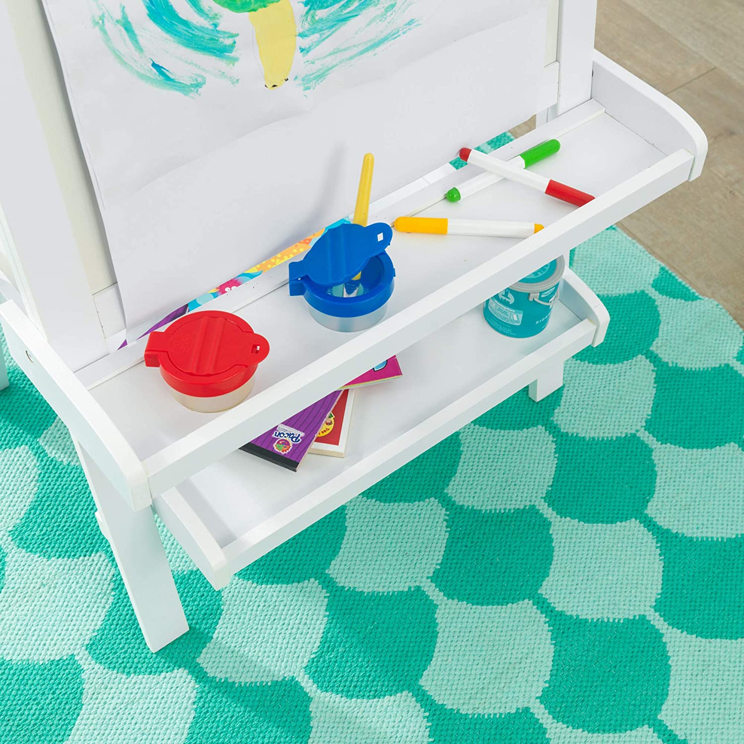 White Deluxe Wood Easel set for kids for kids outdoor play - PlayScapes Australia