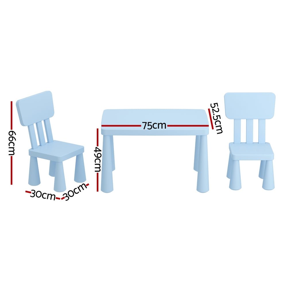 1 Keezi Kids Table and 2 Chairs Set Blue for kids outdoor play - PlayScapes Australia