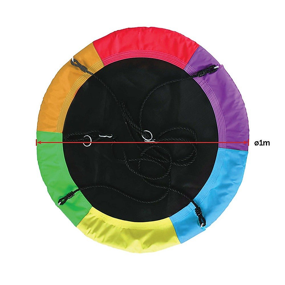 1m Tree Swing in Multi - Color Rainbow Kids Indoor/Outdoor Round Mat Saucer Swing max 220kgs for kids outdoor play - PlayScapes Australia