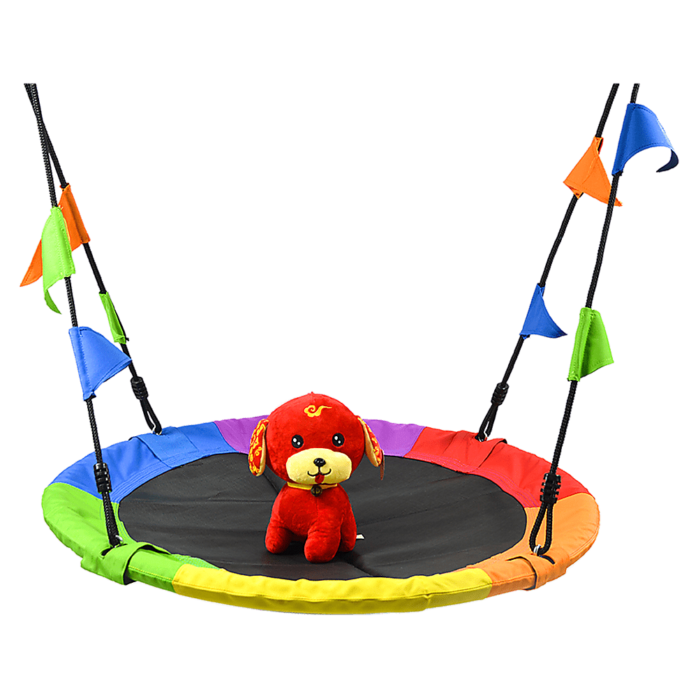 1m Tree Swing in Multi - Color Rainbow Kids Indoor/Outdoor Round Mat Saucer Swing max 220kgs for kids outdoor play - PlayScapes Australia