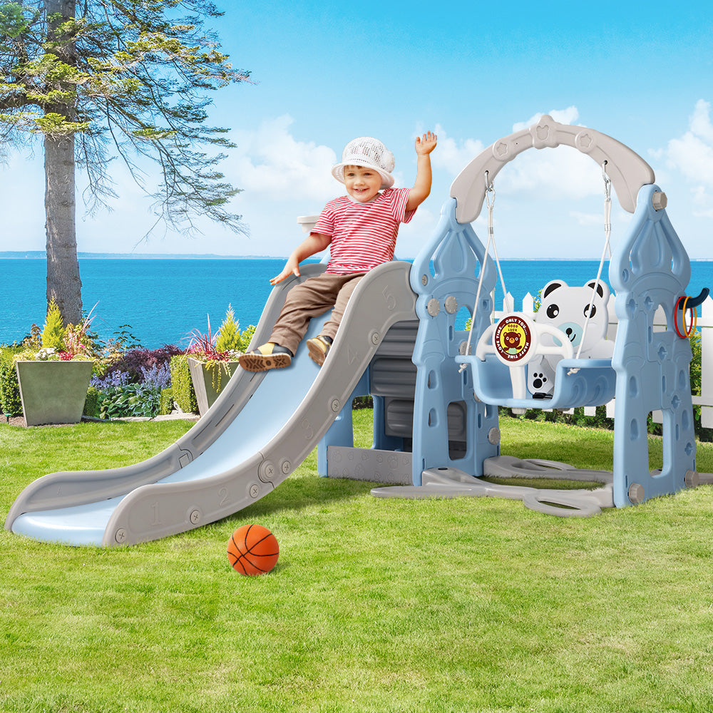 Keezi Baby Gym, Toddler Slide Swing Set & Basketball Hoop. 170cm.
