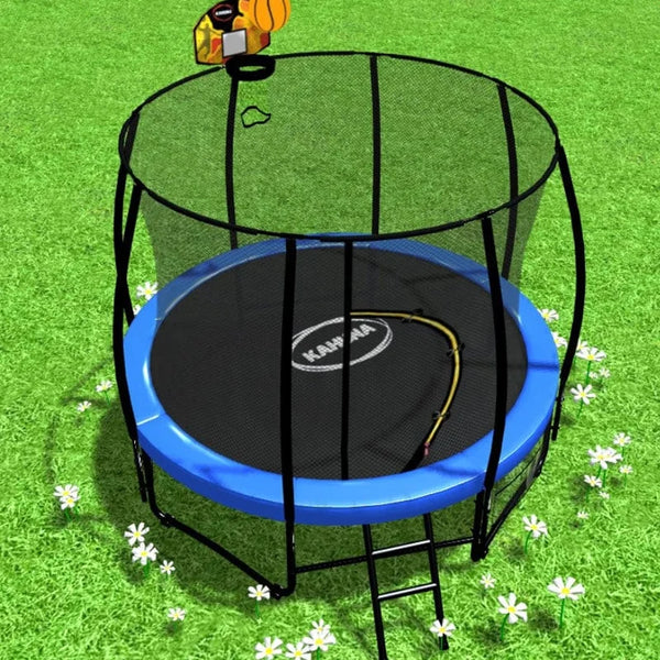 Kahuna 8ft Trampoline Safety Net Spring Pad Cover Mat Ladder Free Basketball Set