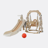 Keezi Kids Slide Swing Set Basketball Hoop Outdoor Playground Toys 160cm Beige