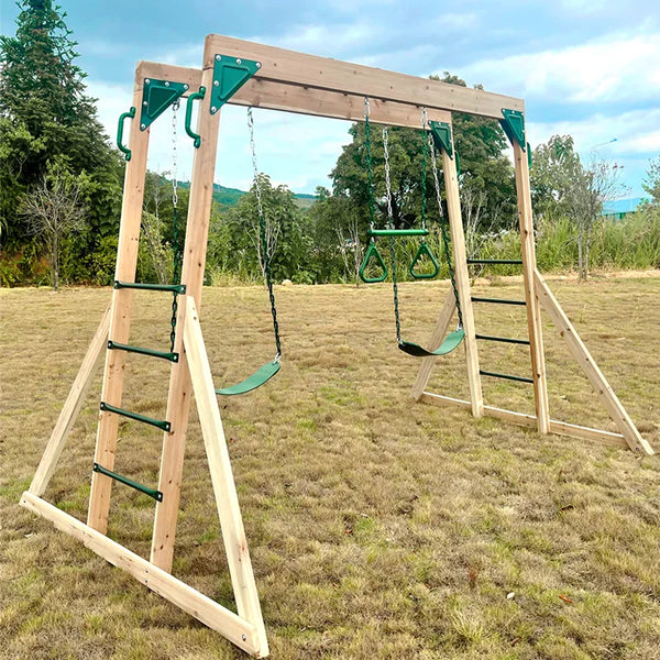 Lifespan Kids Daintree 2-in-1 Monkey Bars & Swing Set. Adjustable. High Quality Weather Protected Timber.