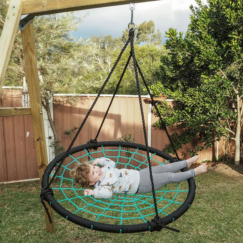 Lifespan Kids Oakley Swing Set with 1m Spidey Web Saucer Swing.