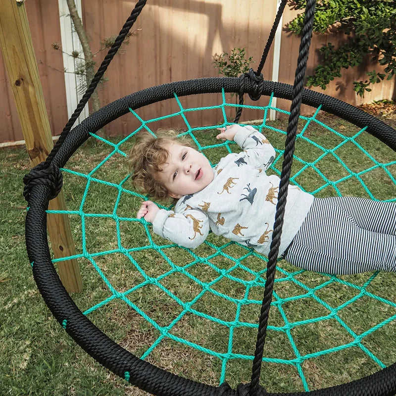 Lifespan Kids Oakley Swing Set with 1m Spidey Web Saucer Swing.