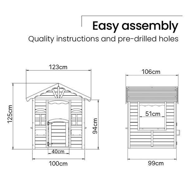 ROVO KIDS Cubby House, Outdoor Wooden DIY Timber Cottage Style Playhouse.