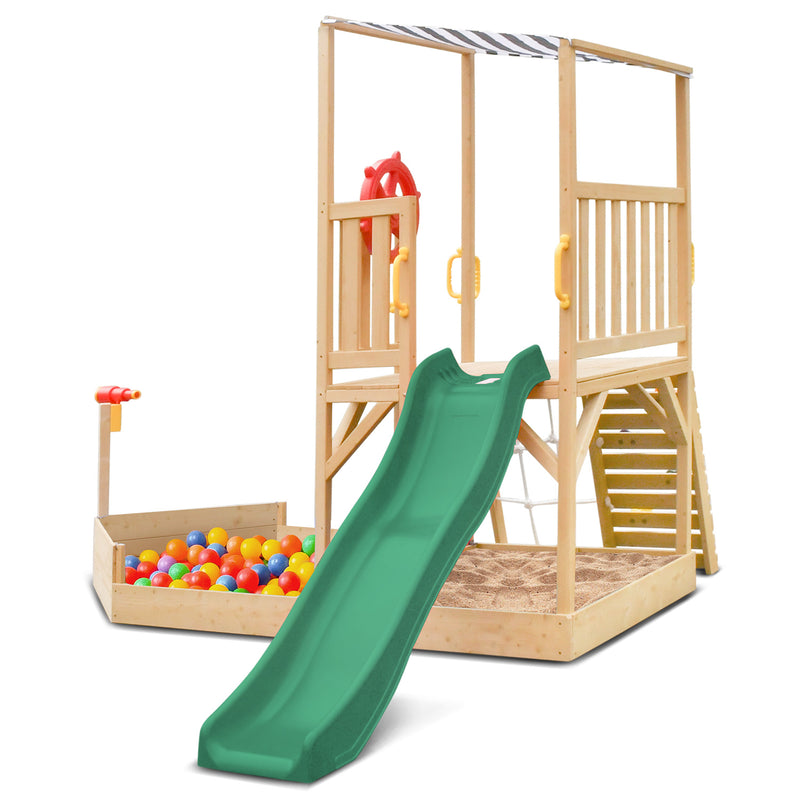 Lifespan Kids Marina Boat Climb & Slide  -1.8m Green Slide - Backyard Adventure