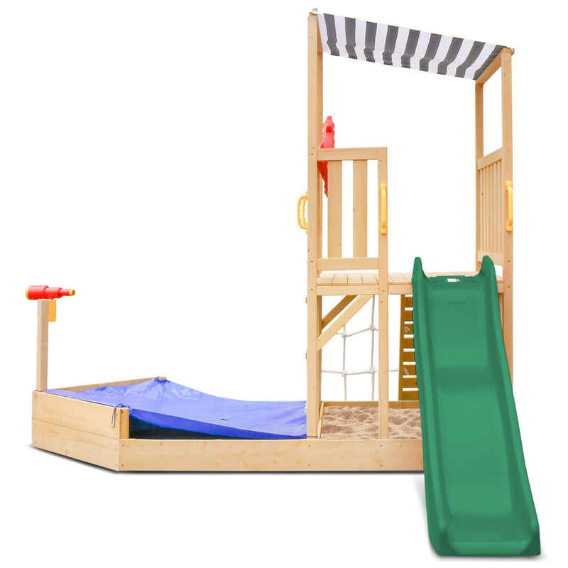 Lifespan Kids Marina Boat Climb & Slide  -1.8m Green Slide - Backyard Adventure