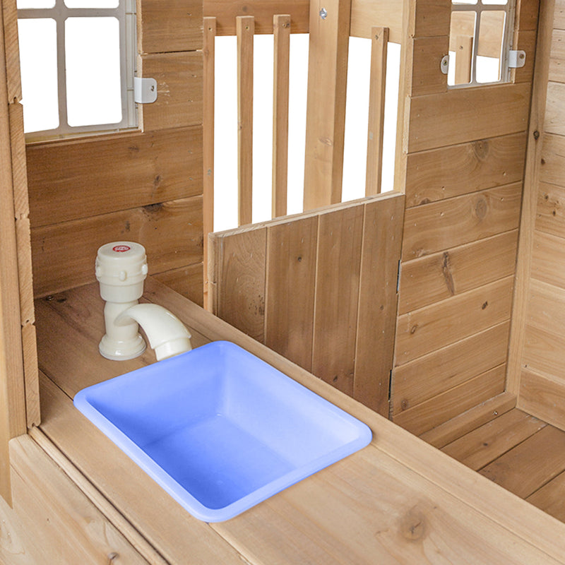 Lifespan Kids Silverton Play Centre. Spacious Cubby House With Play Kitchen & Mounted Sink, Faucet & Chalkboard. Plus Working Light & Easy to Use Door & Windows. 1.8m Super Fun Slide And Sandpit For Messy Play.