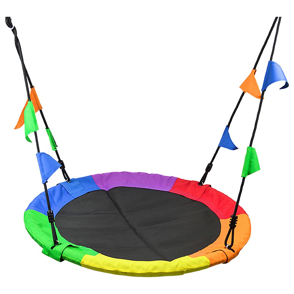 1m Tree Swing in Multi-Color Rainbow Kids Indoor/Outdoor Round Mat Saucer Swing max 220kgs