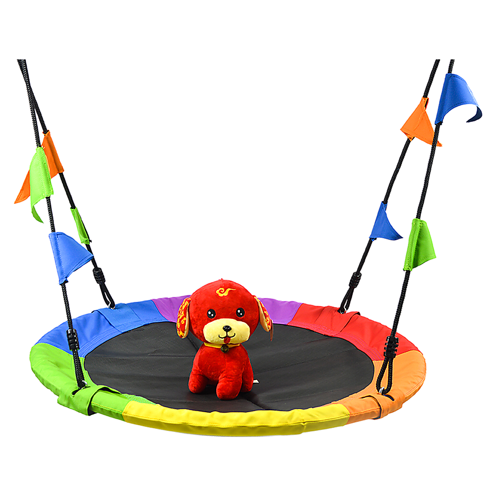 1m Tree Swing in Multi-Color Rainbow Kids Indoor/Outdoor Round Mat Saucer Swing max 220kgs