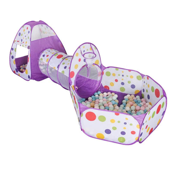 3-in-1 Kids Play Tent Set - Foldable Indoor/Outdoor Tunnel and Ball Pit with Fence. Variety of Colours Available!