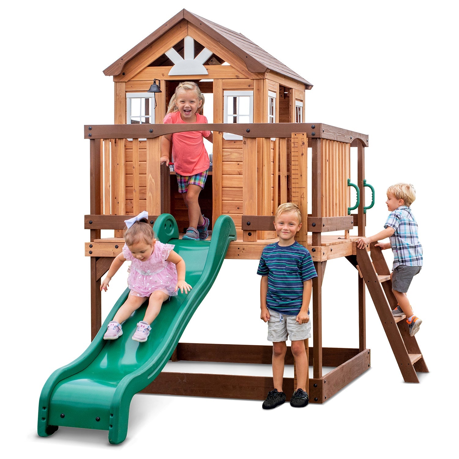Backyard Discovery Echo Heights Cubby House with Slide for kids outdoor play - PlayScapes Australia