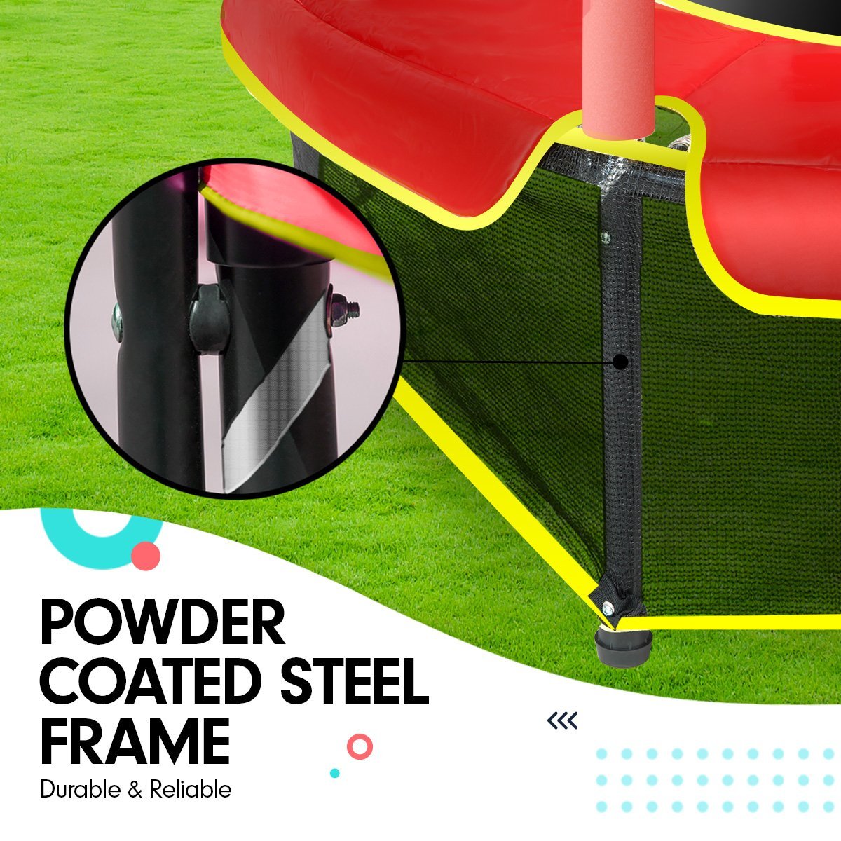 Kahuna 4.5ft Trampoline Round Free Safety Net Spring Pad Cover Mat Outdoor Red for kids outdoor play - PlayScapes Australia