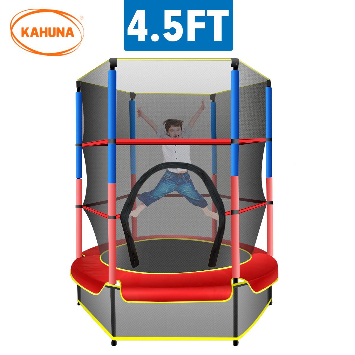 Kahuna 4.5ft Trampoline Round Free Safety Net Spring Pad Cover Mat Outdoor Red for kids outdoor play - PlayScapes Australia