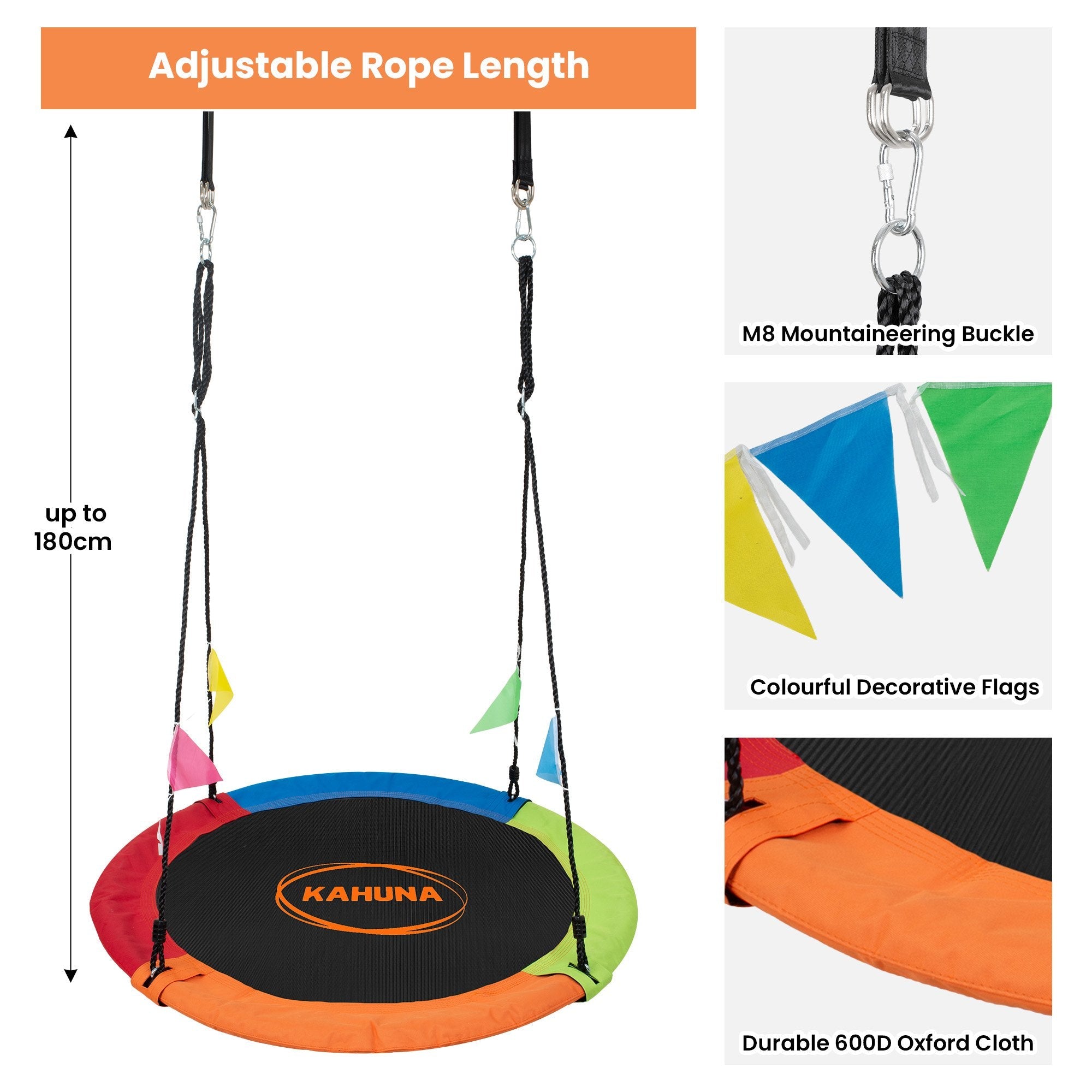 Kahuna Kids 1.2m Tree Saucer Swing Set Round 400kg With Straps Capacity Outdoor for kids outdoor play - PlayScapes Australia