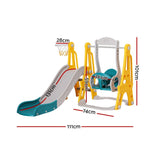 Keezi 3 - in - 1 Kids Slide & Swing Set with Basketball Hoop – Adjustable Height 140cm – Green for kids outdoor play - PlayScapes Australia