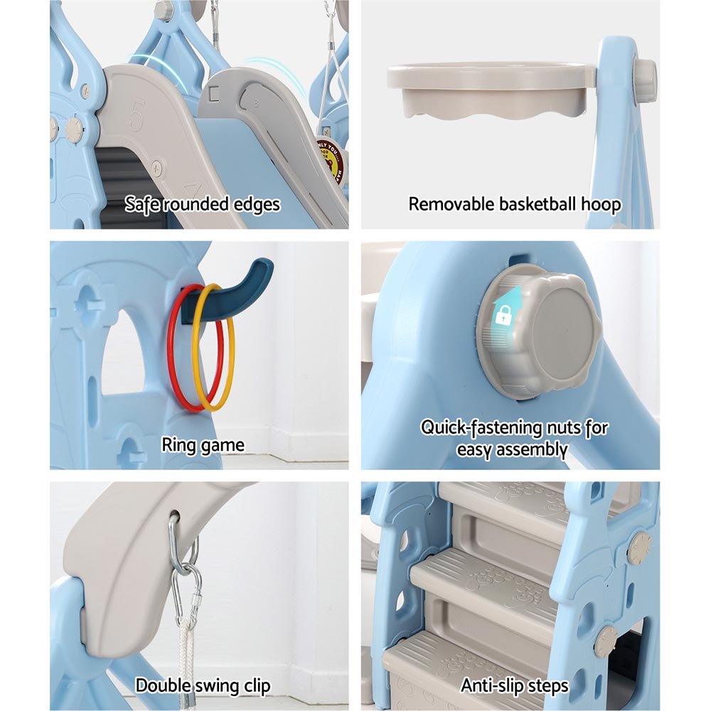 Keezi Baby Gym, Toddler Slide Swing Set & Basketball Hoop. 170cm. for kids outdoor play - PlayScapes Australia