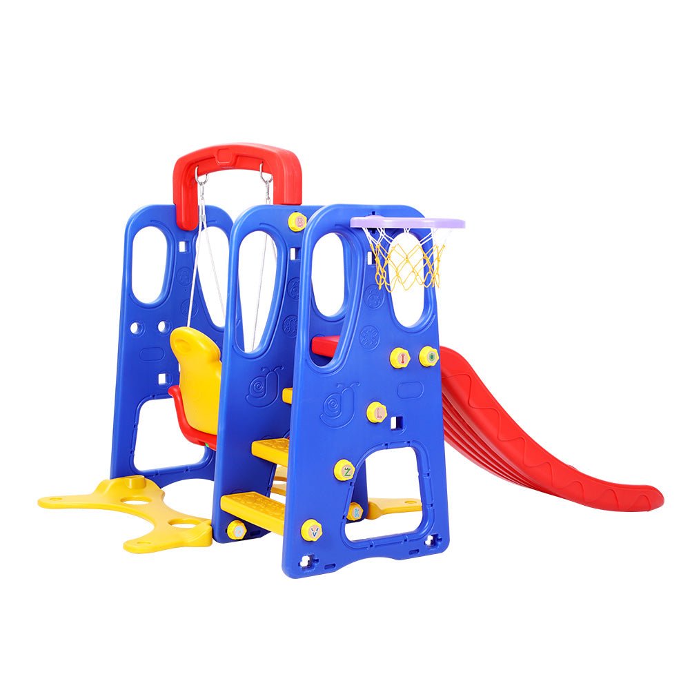 Keezi Kids Eco - Friendly, Bright Coloured, Infant, Toddler Slide Swing & Basketball Hoop Set. Playground Toys 120cm for kids outdoor play - PlayScapes Australia
