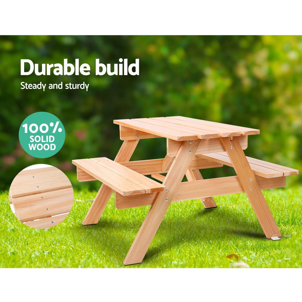 Keezi Kids Outdoor Table and Chairs Picnic Bench Set Children Wooden for kids outdoor play - PlayScapes Australia