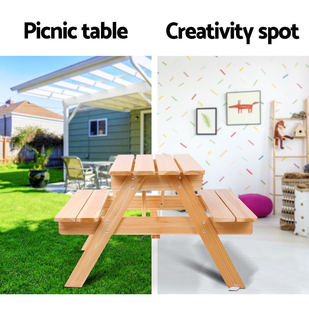Keezi Kids Outdoor Table and Chairs Picnic Bench Set Children Wooden for kids outdoor play - PlayScapes Australia
