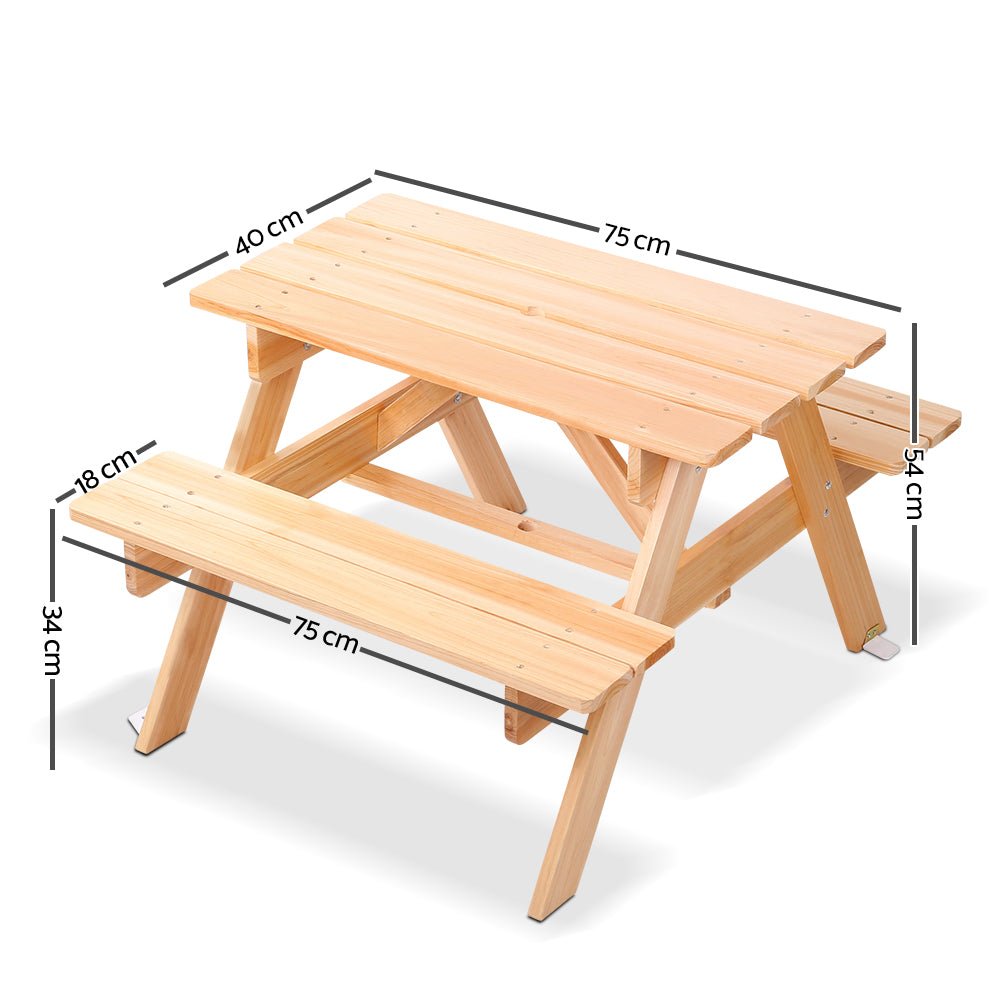 Keezi Kids Outdoor Table and Chairs Picnic Bench Set Children Wooden for kids outdoor play - PlayScapes Australia