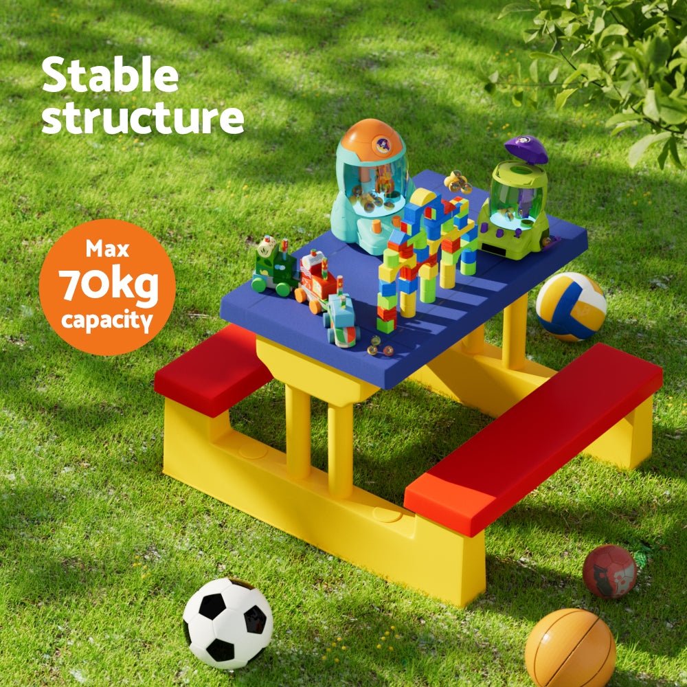 Keezi Kids Outdoor Table and Chairs Set Picnic Bench Umbrella Children Indoor for kids outdoor play - PlayScapes Australia