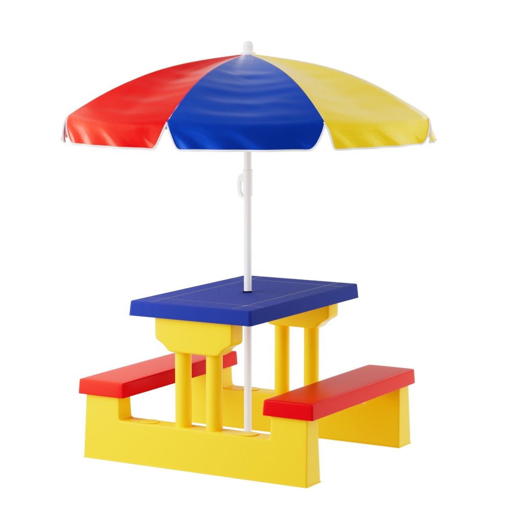 Keezi Kids Outdoor Table and Chairs Set Picnic Bench Umbrella Children Indoor for kids outdoor play - PlayScapes Australia