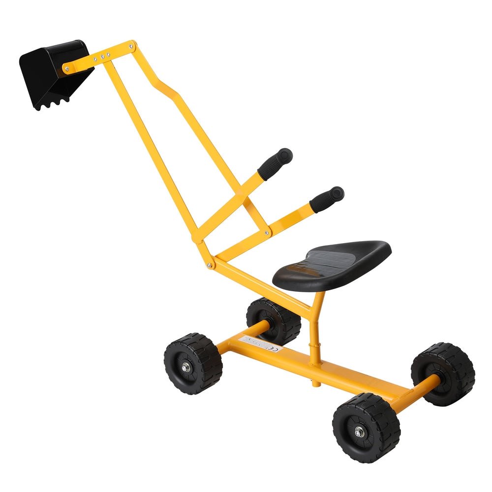 Keezi Kids Ride On Car Digger Bulldozer Sandpit Play Toys Rotate Seat Yellow for kids outdoor play - PlayScapes Australia