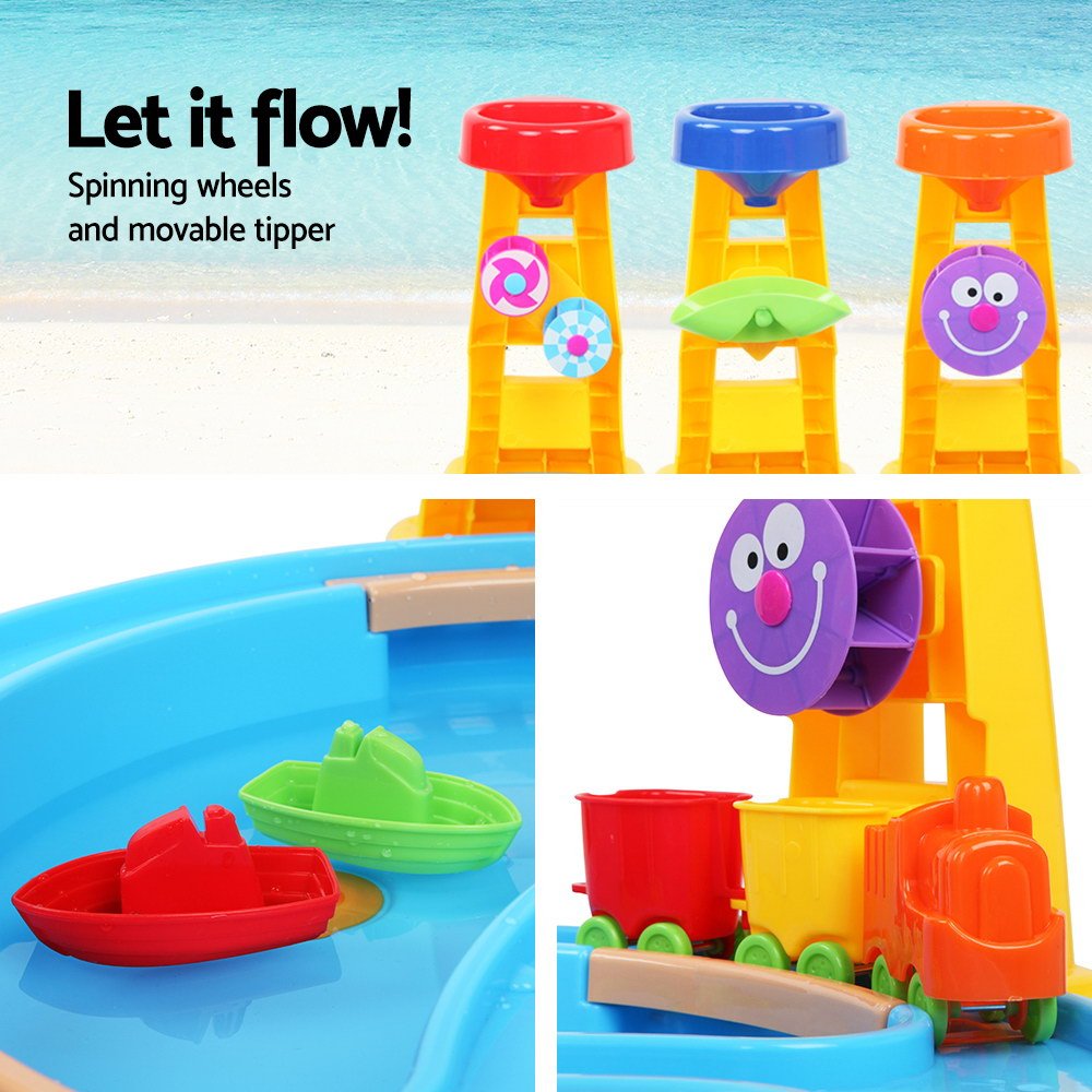 Keezi Kids Sandpit Pretend Play Set Water Sand Table Children Outdoor Toy Umbrella for kids outdoor play - PlayScapes Australia