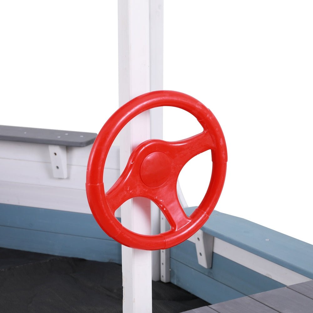 Keezi Kids Sandpit Wooden Box Boat Canopy Flag Outdoor Toys Children Blue for kids outdoor play - PlayScapes Australia