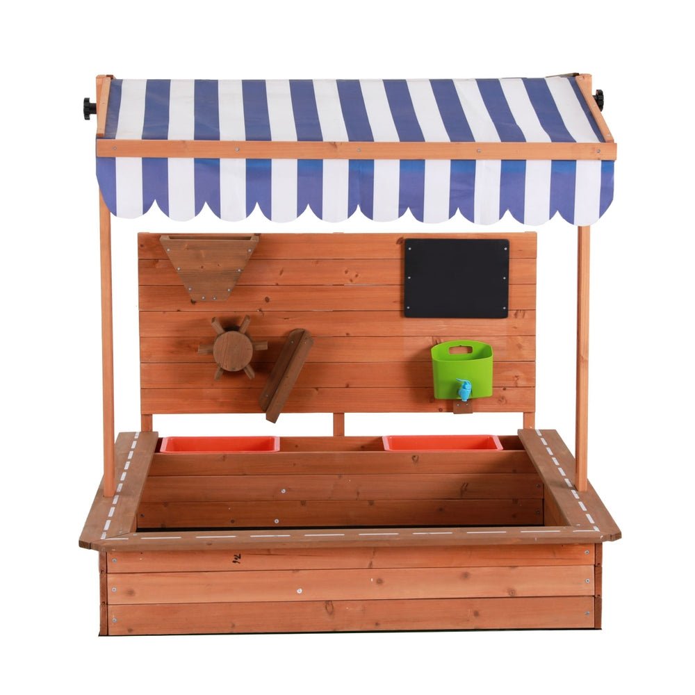 Keezi Kids Sandpit Wooden Canopy Sandbox With Cover Funnel Outdoor Toys 110cm for kids outdoor play - PlayScapes Australia
