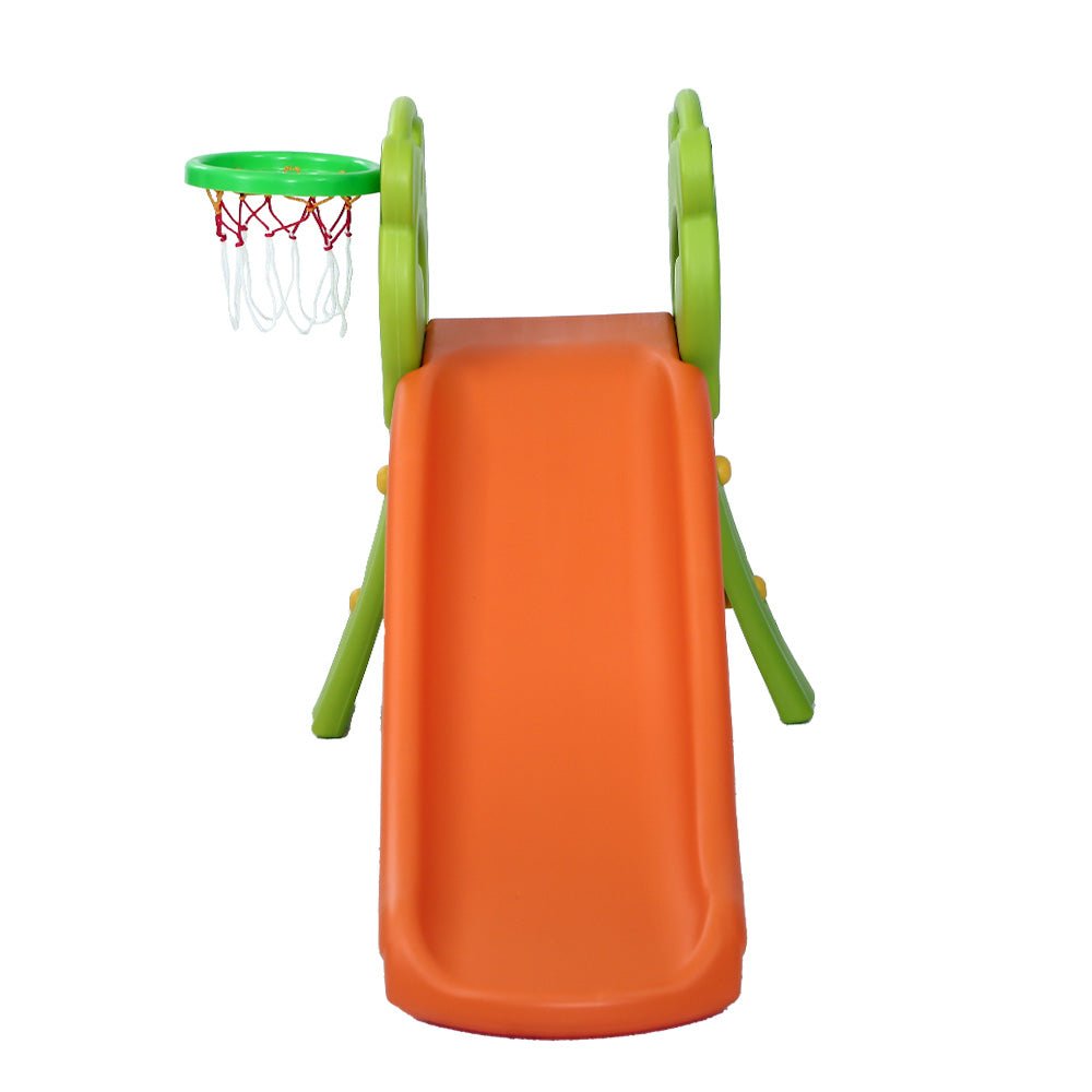 Keezi Kids Slide Set Basketball Hoop Indoor Outdoor Playground Toys 100cm Orange for kids outdoor play - PlayScapes Australia