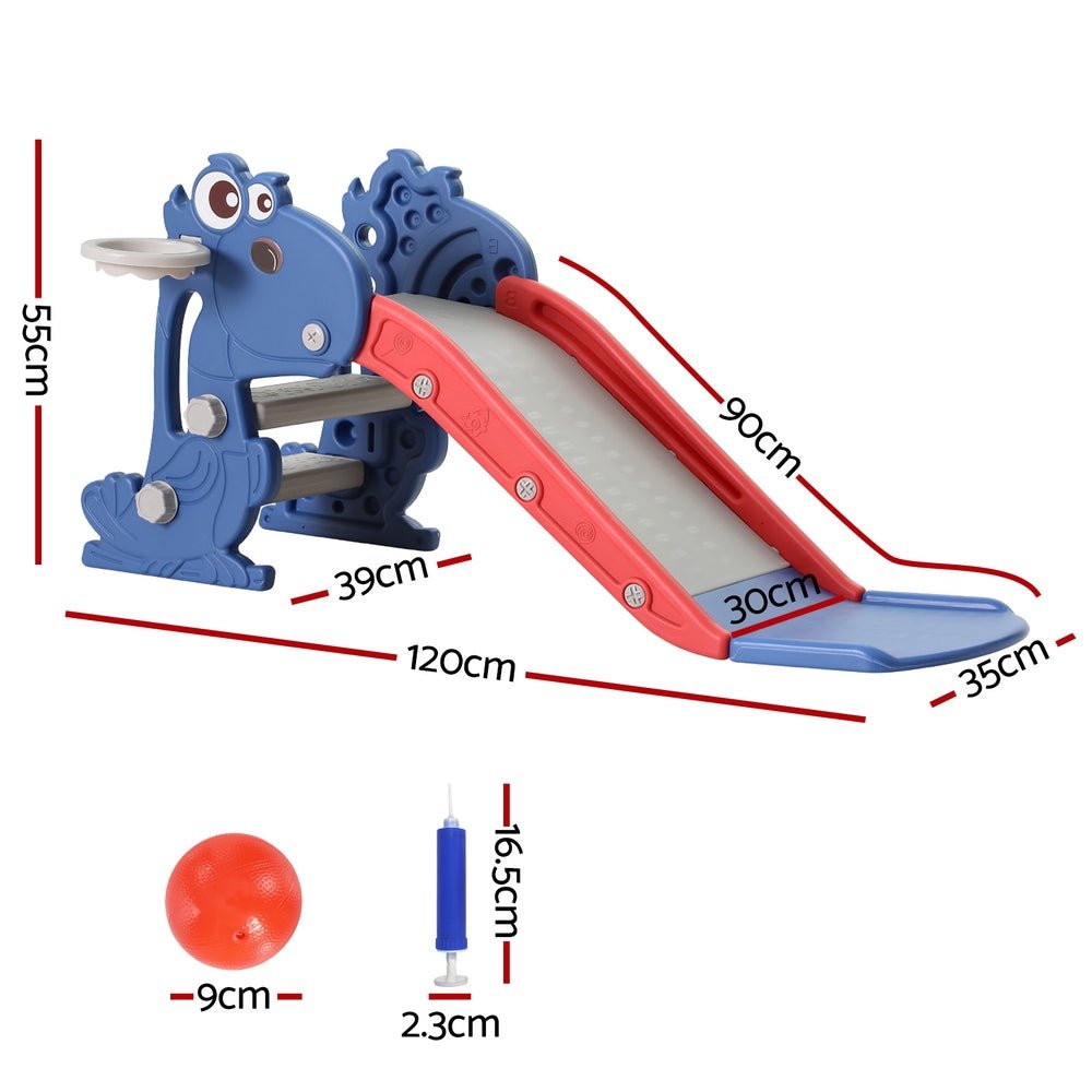 Keezi Kids Slide Set Basketball Hoop Outdoor Playground Toy Dragon 90cm Blue for kids outdoor play - PlayScapes Australia