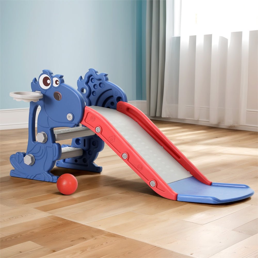 Keezi Kids Slide Set Basketball Hoop Outdoor Playground Toy Dragon 90cm Blue for kids outdoor play - PlayScapes Australia