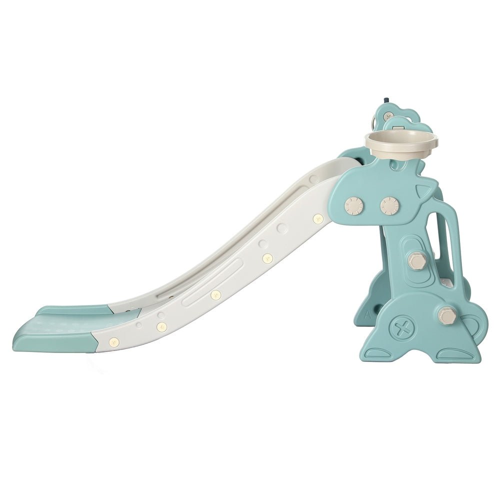 Keezi Kids Slide Set Basketball Hoop Ring Outdoor Playground Toy Deer 140cm Blue for kids outdoor play - PlayScapes Australia