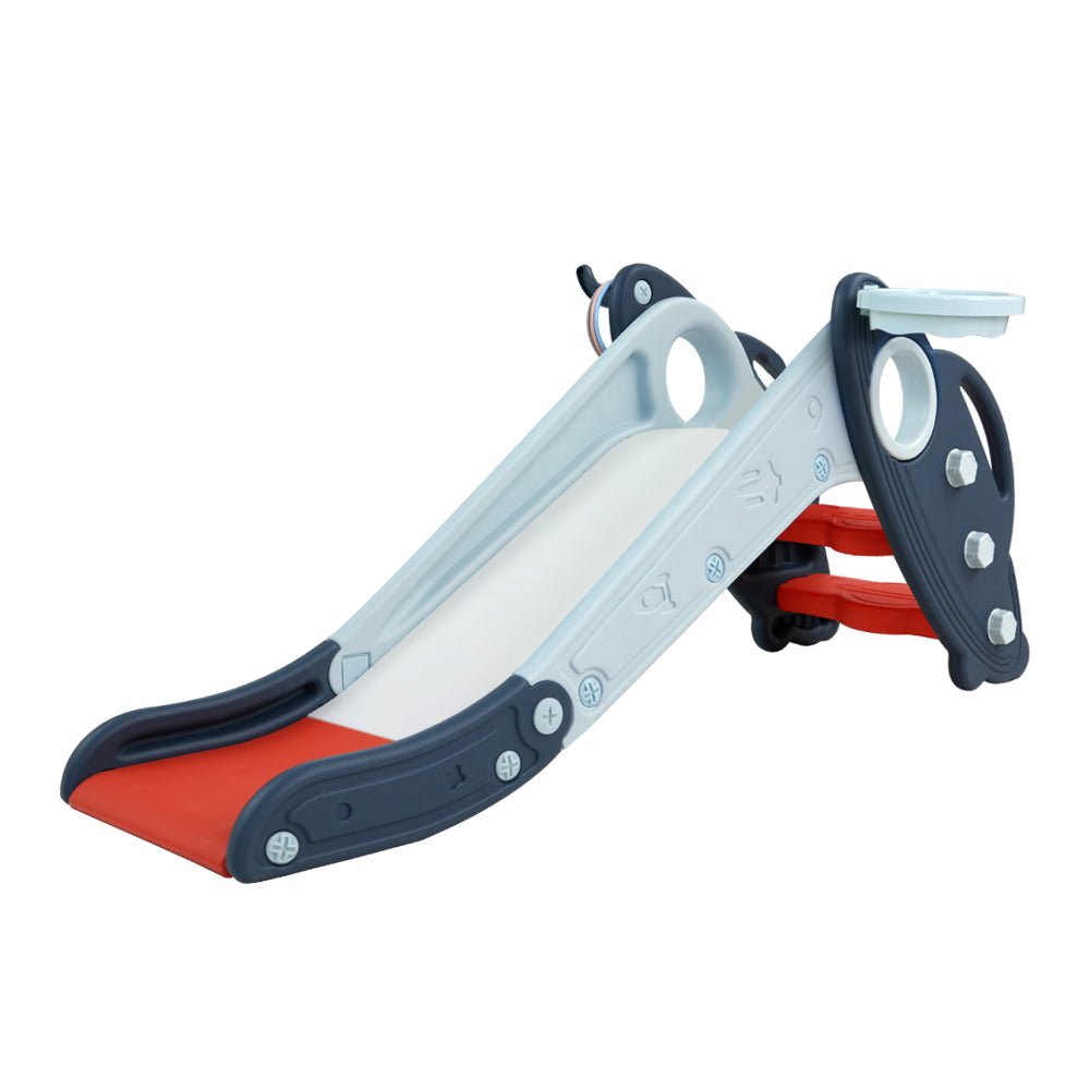 Keezi Kids Slide Set Basketball Hoop Rings Outdoor Playground Toys 110cm Blue for kids outdoor play - PlayScapes Australia