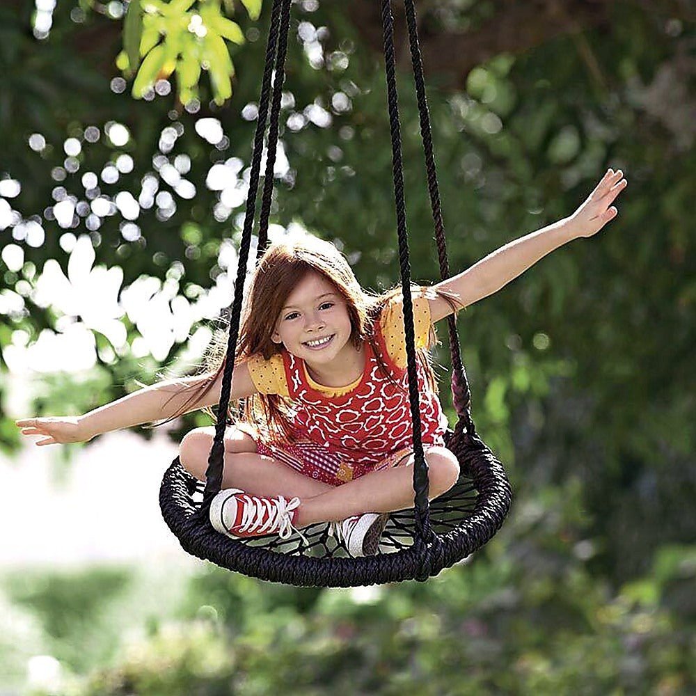 Kids Rope Swing Round Outdoor Birds Crows Nest Spider Web Swing Seat 65cm for kids outdoor play - PlayScapes Australia