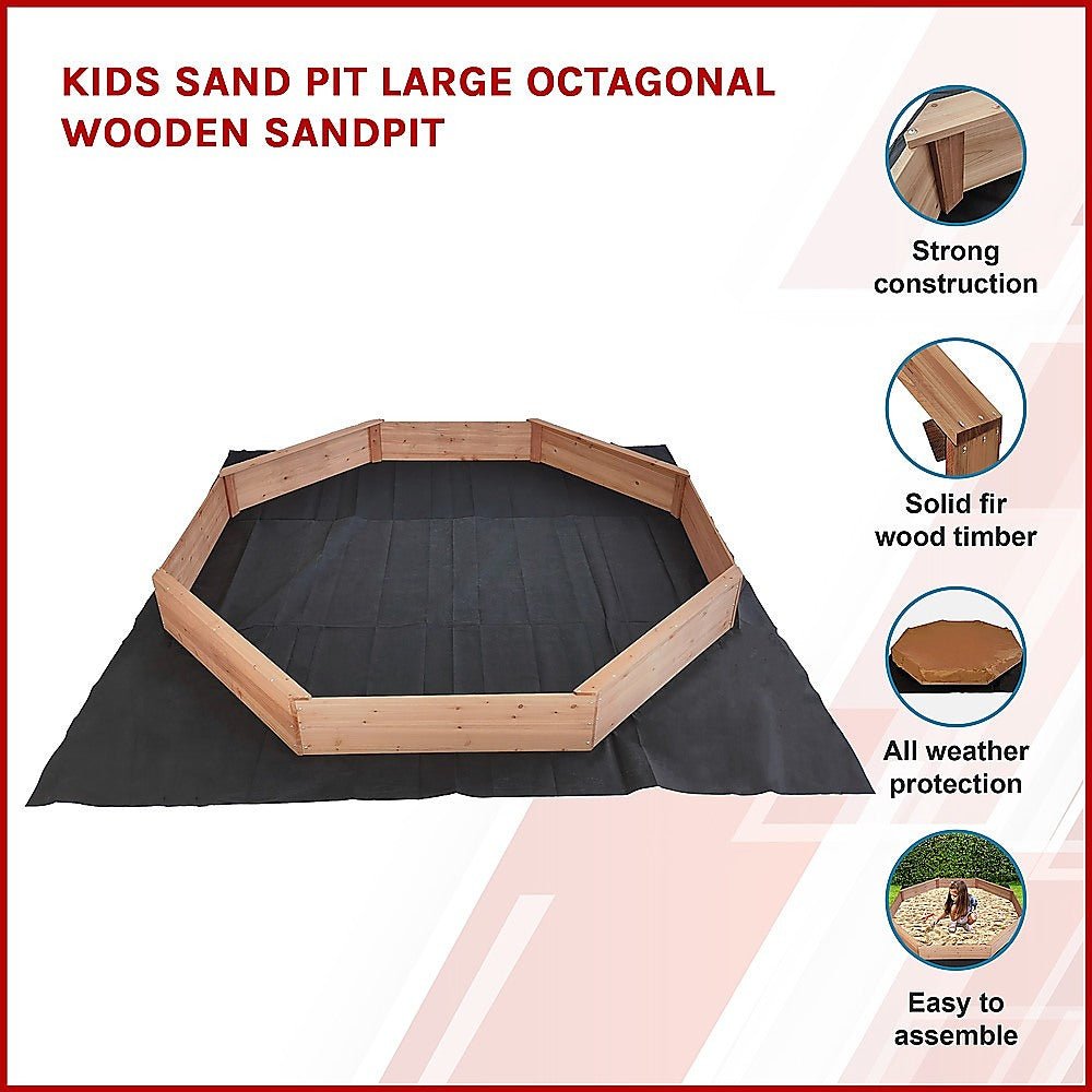 Kids Sand Pit Large Octagonal Wooden Sandpit for kids outdoor play - PlayScapes Australia