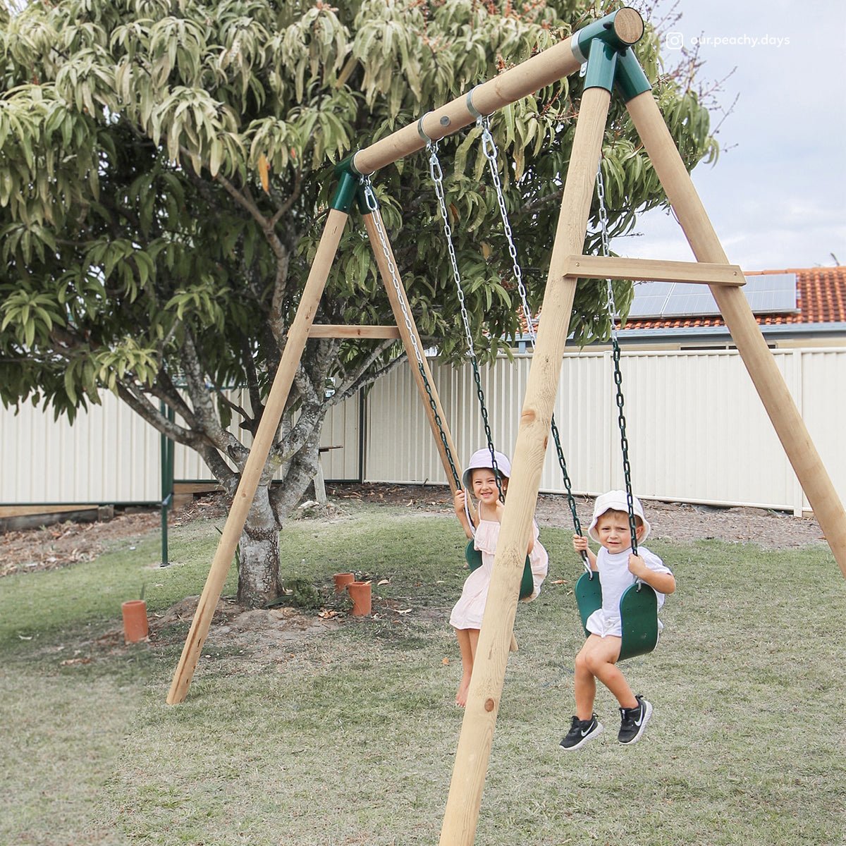 Lifespan Kids Amber 3 Double Belt Swing Set for kids outdoor play - PlayScapes Australia
