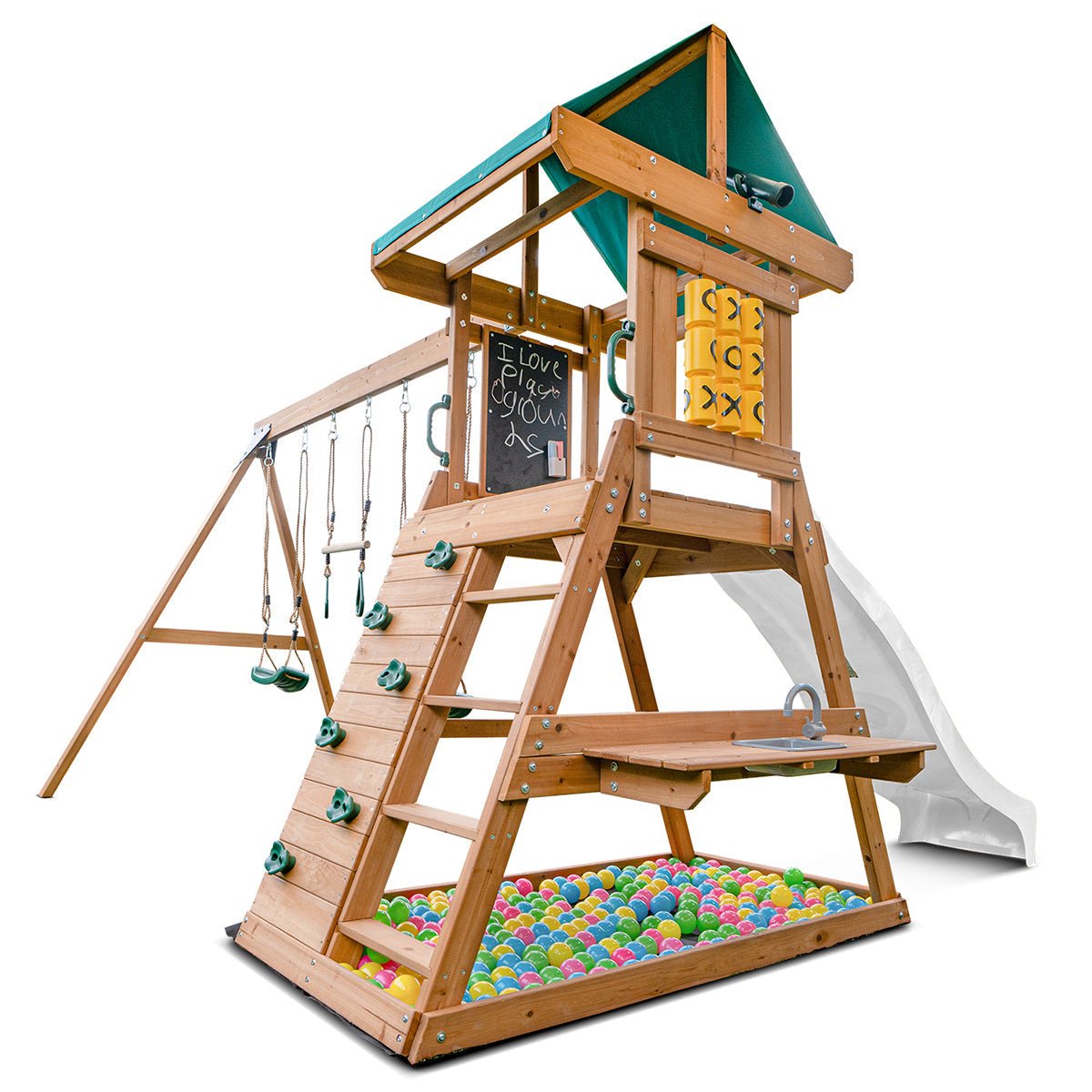 Lifespan Kids Birmingham Swing Set & Play Centre with 2.2m Slide (White) for kids outdoor play - PlayScapes Australia