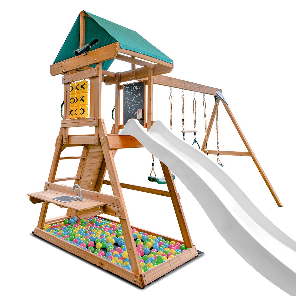 Lifespan Kids Birmingham Swing Set & Play Centre with 2.2m Slide (White) for kids outdoor play - PlayScapes Australia